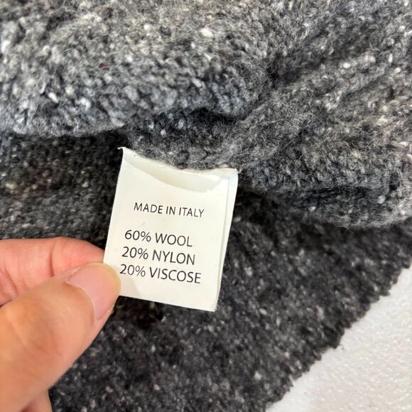 Luca Nobili Fisherman Sweater Men L Wool Blend Gray Shawl Cable Knit Grandpa - Picture 7 of 8